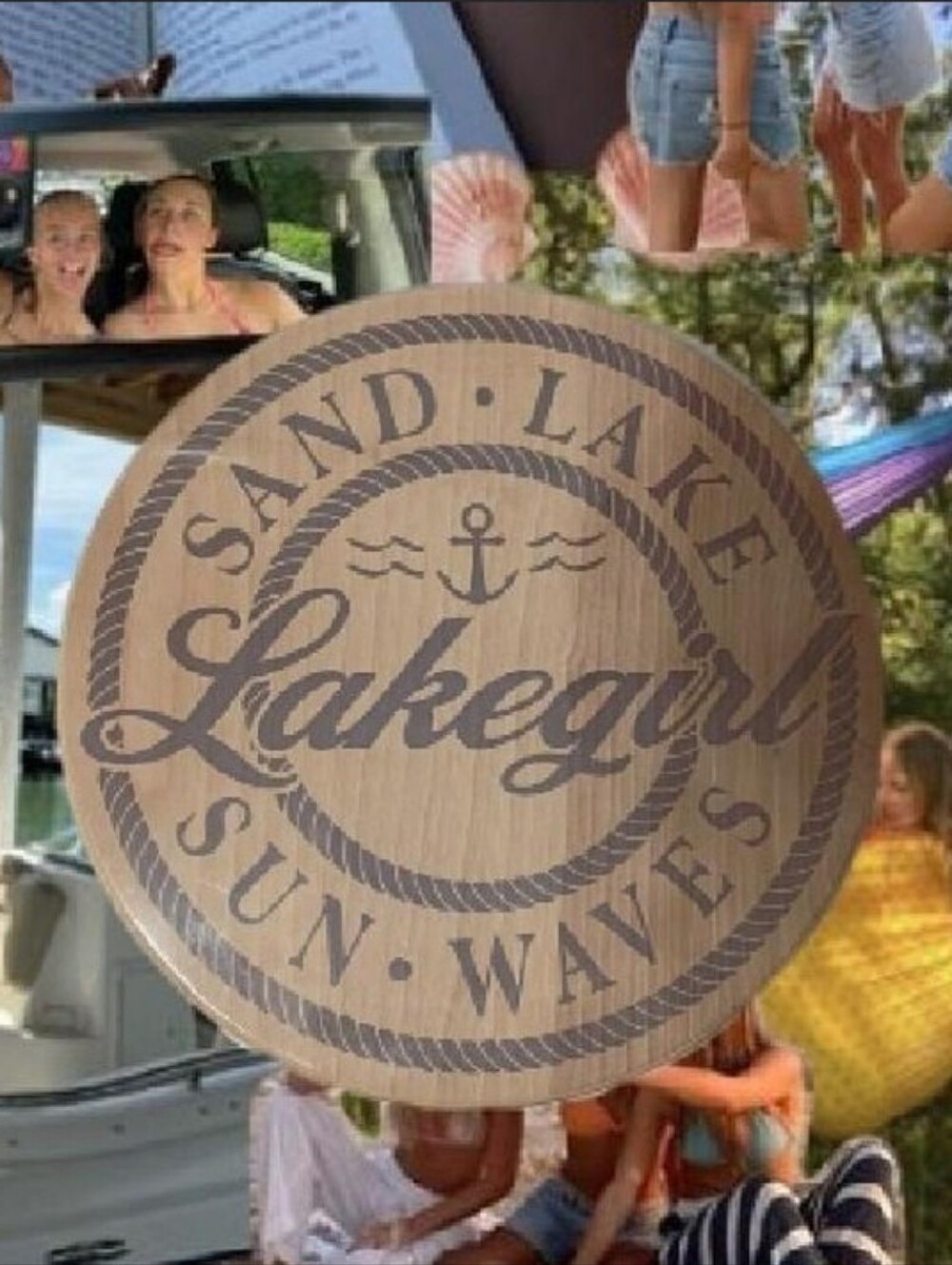 Brand New Lakegirl "Sand Lake Sun Waves" Wooden Wall Sign 11.5"